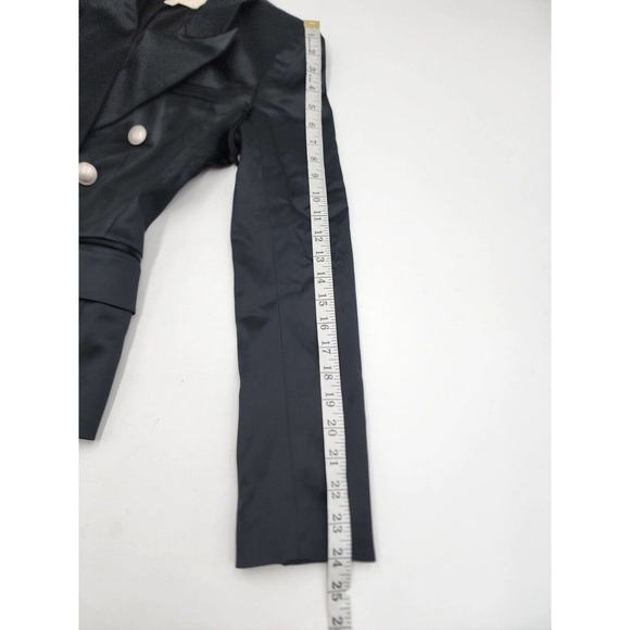 L'AGENCE Blazer Kenzie Double Breasted Black Satin Jacket Size 2 - Picture 13 of 16